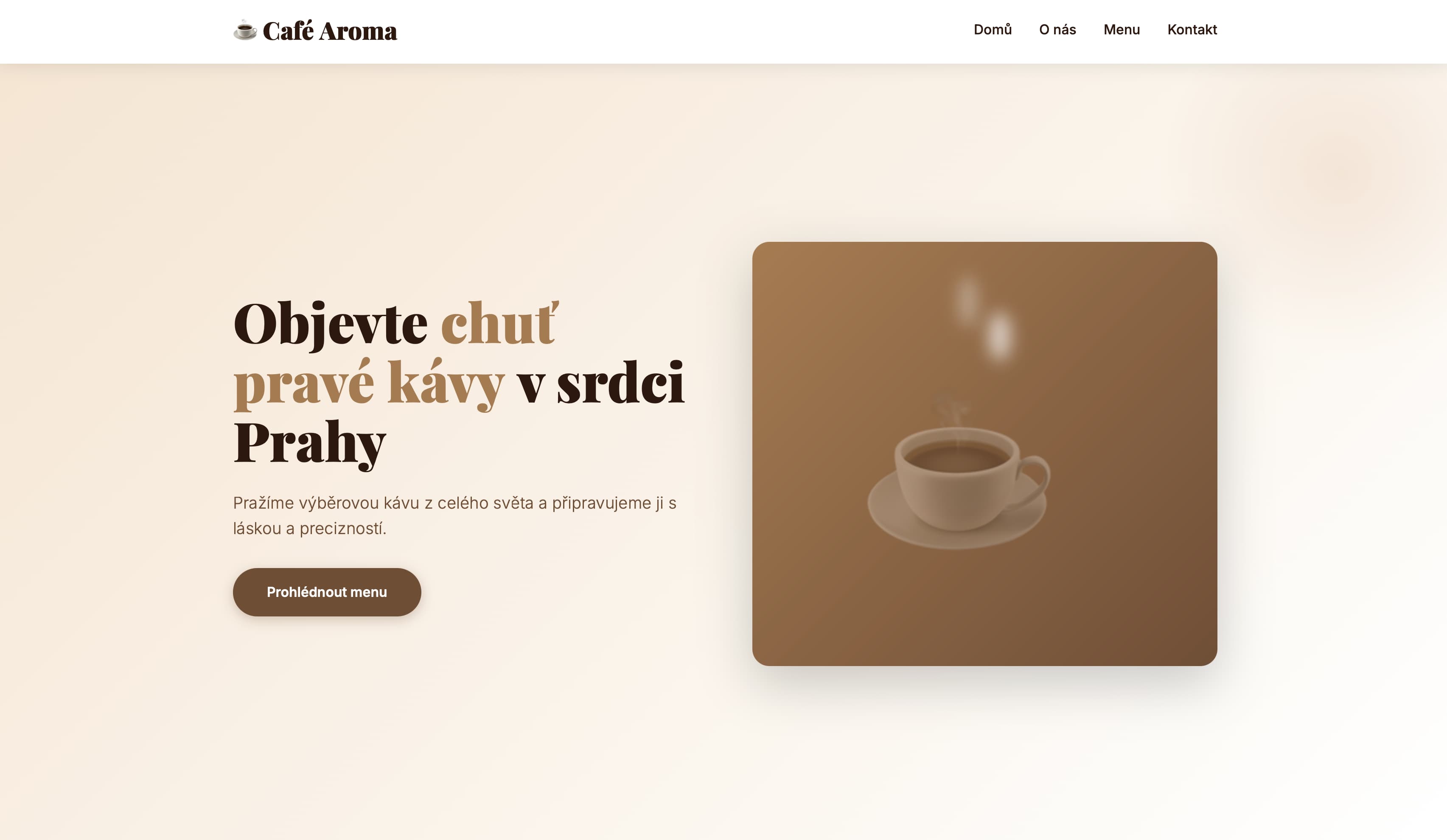 Café Aroma - ukázka webu