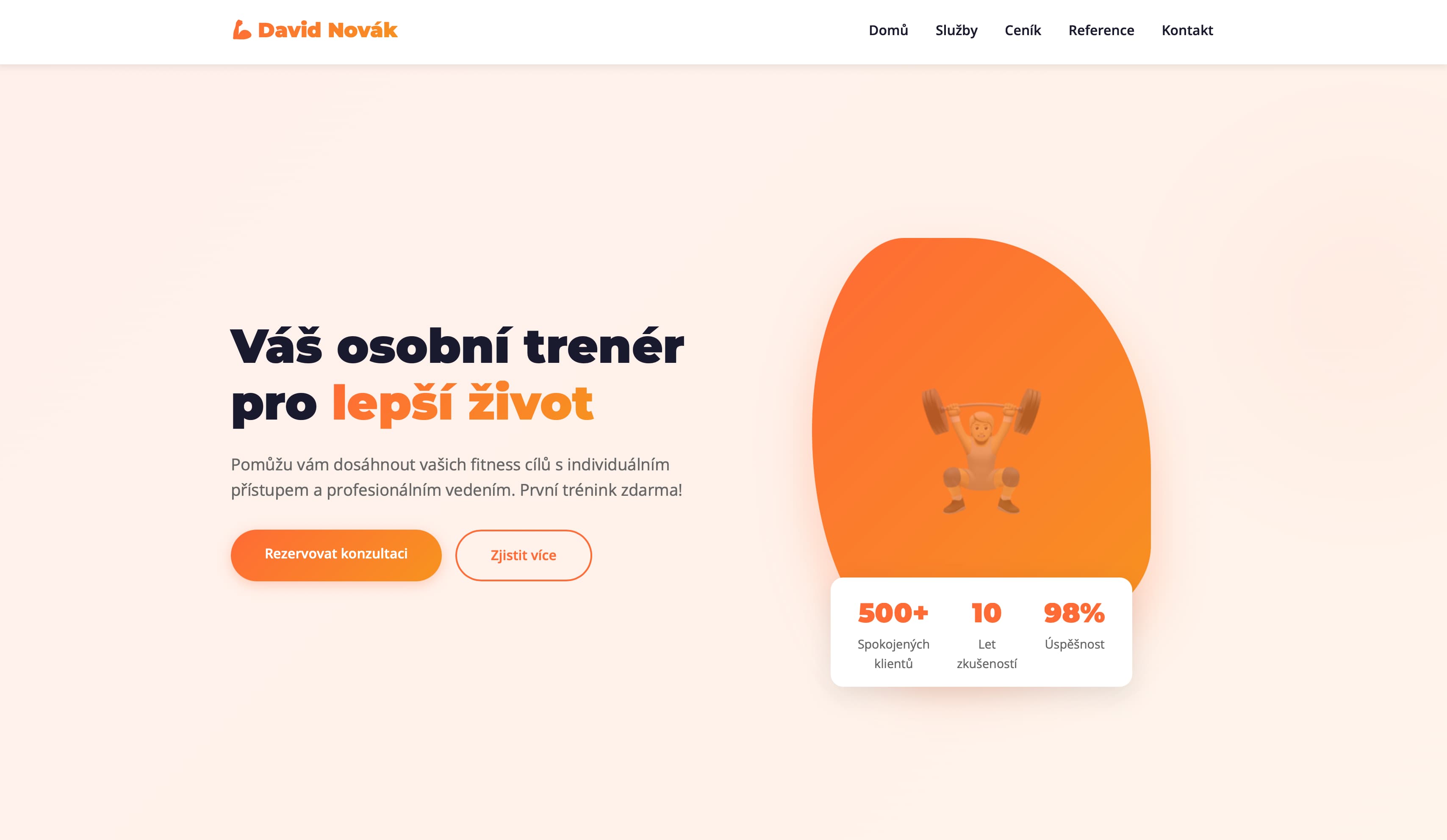 David Novák - osobní trenér ukázka webu