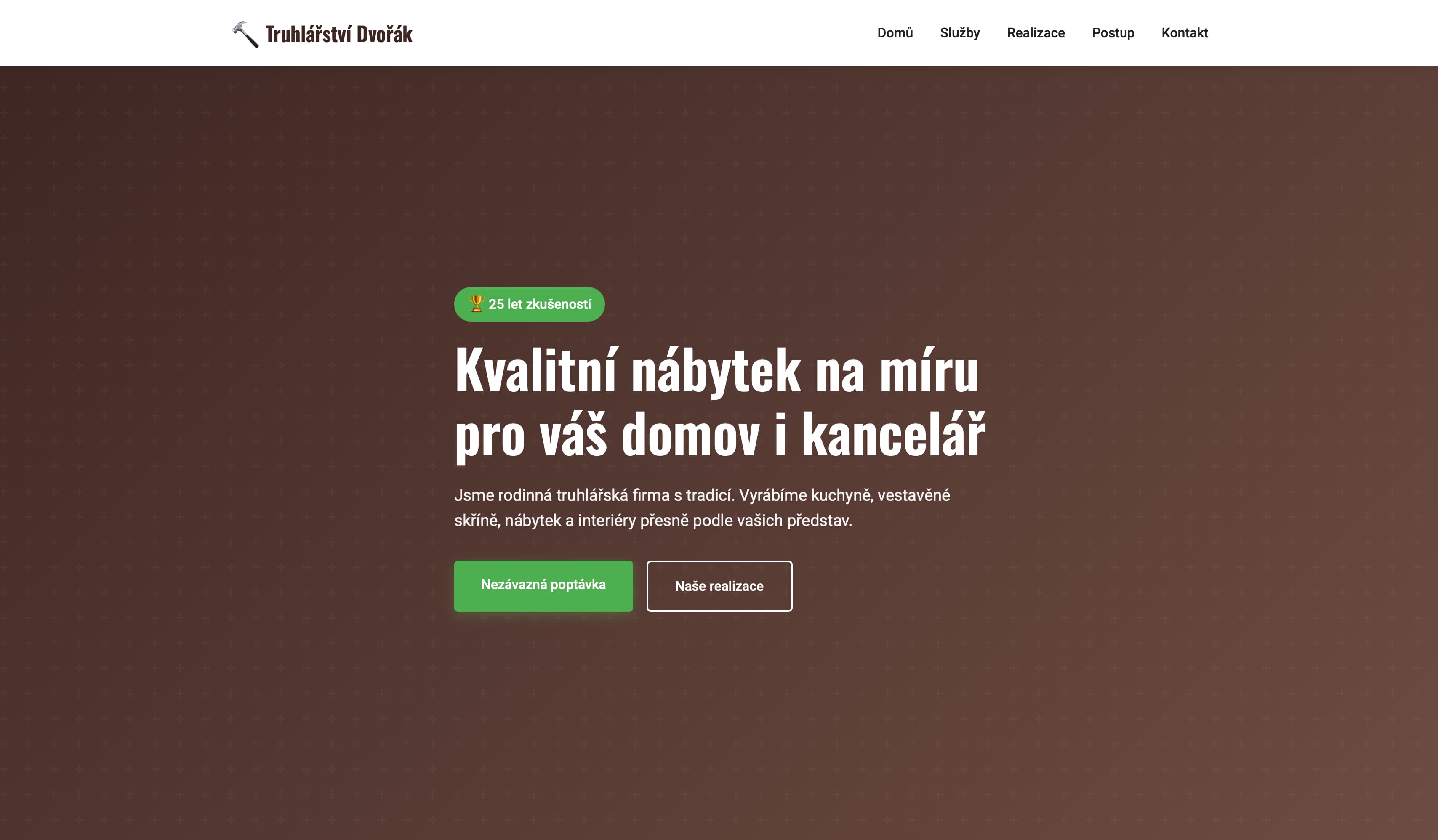 Truhlářství Dvořák - ukázka webu